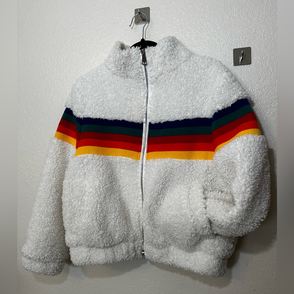 White Sherpa Coat Full Zip